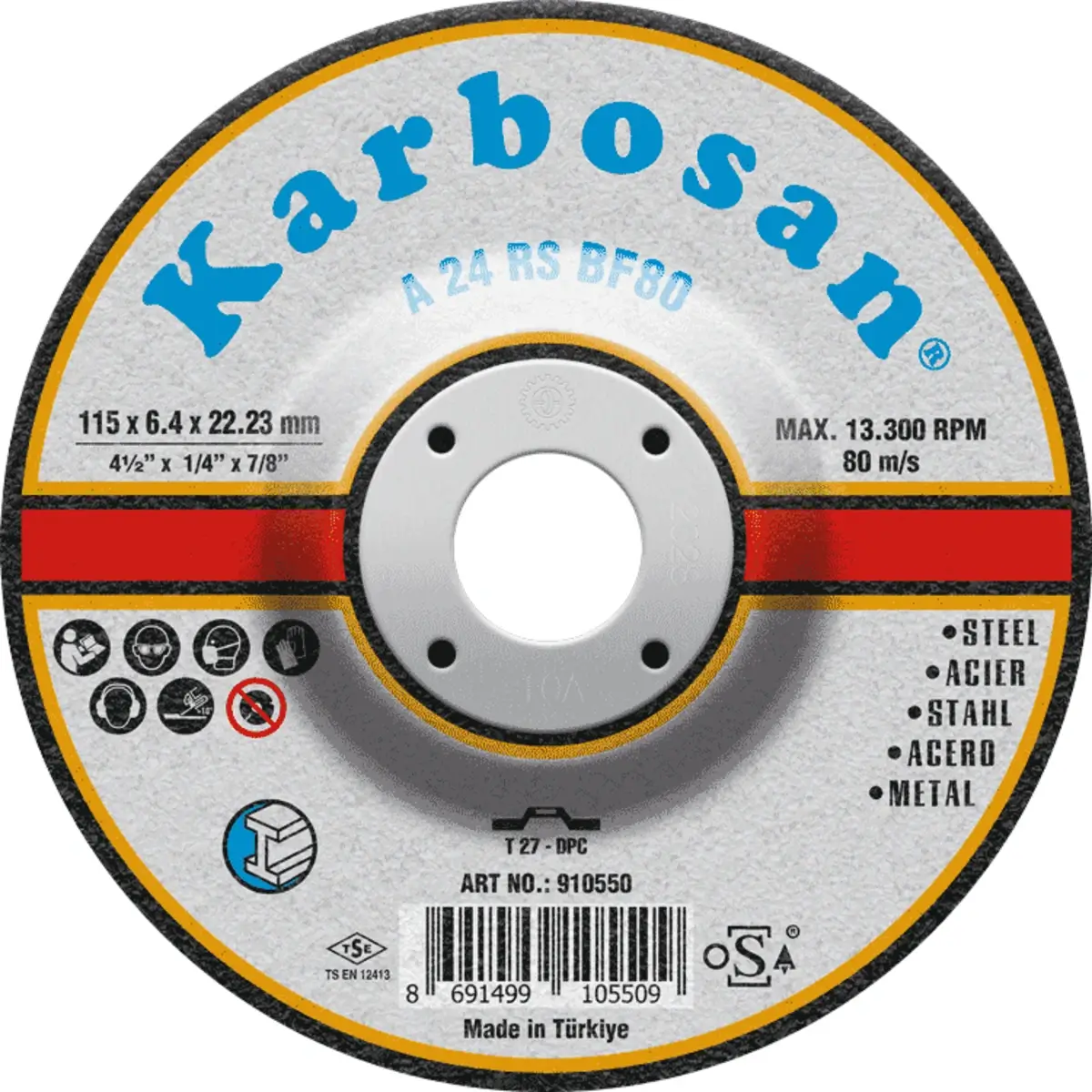 [910570] Karbosan Metal Grinding Disc 180x6.4x22.23