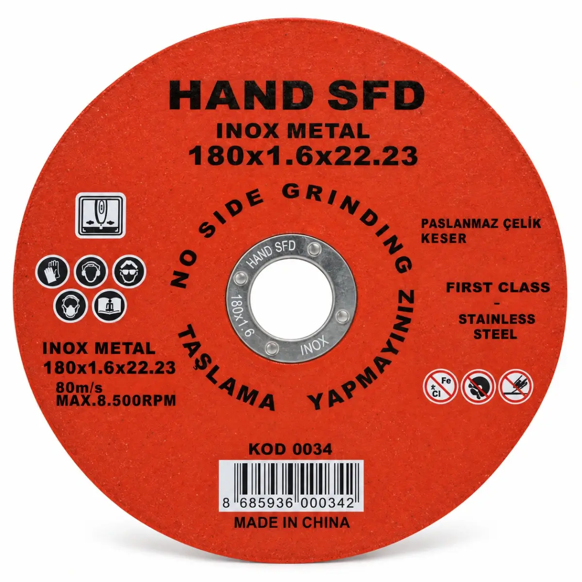 Hand Sfd Inox Stainless Steel Cut-Off Disc 180x1.6x22.23